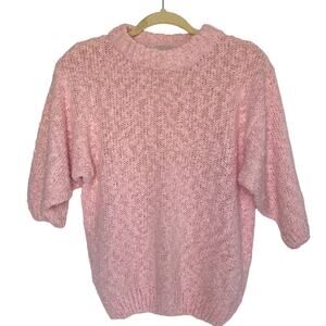 Nan Dorsey Vintage Girl Core Pink Sweater Short Sleeve